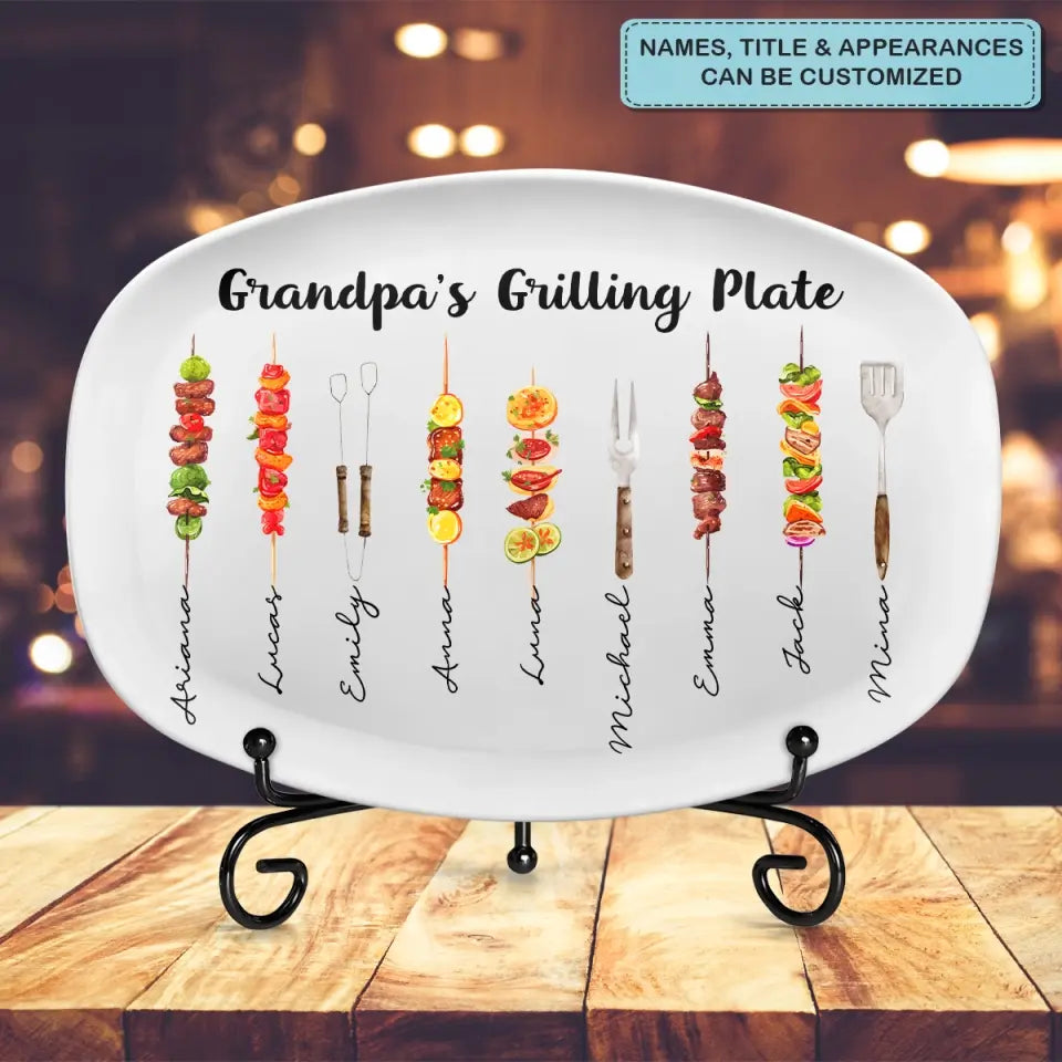 Daddy's Grilling Plate - Personalized Custom Platter - Father's Day Gift For Dad