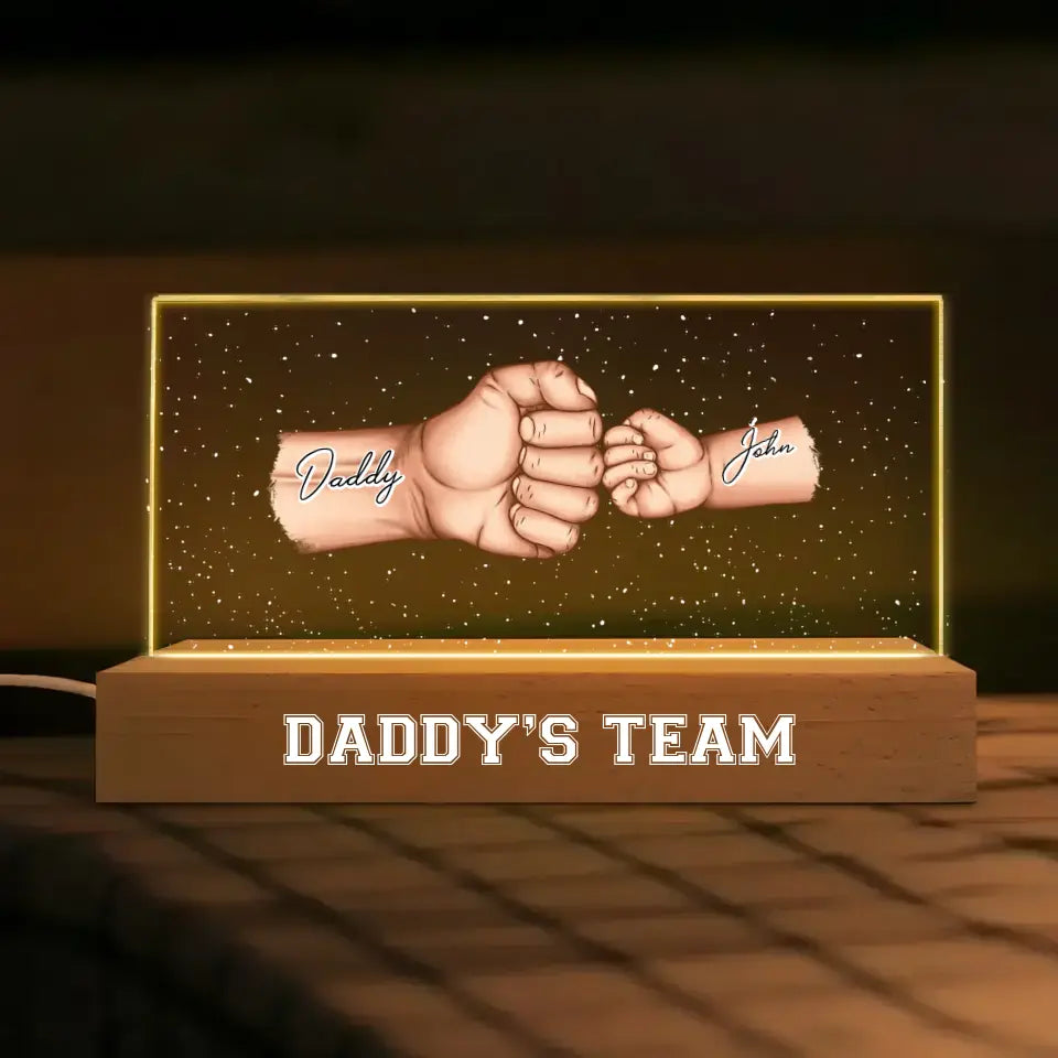 Daddy's Team - Personalized Custom Name Night Light - Father's Day Gift For Dad