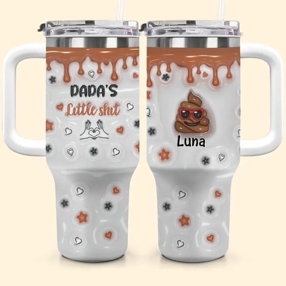 Grandpa's Little Shits - Personalized Custom Tumbler With Handle - Father's Day Gift For Dad, Grandpa