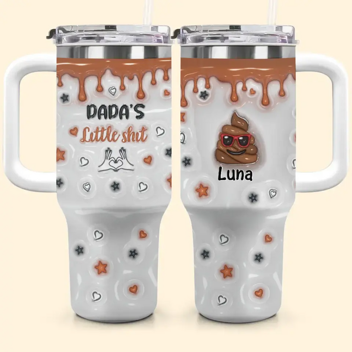 Grandpa's Little Shits - Personalized Custom Tumbler With Handle - Father's Day Gift For Dad, Grandpa