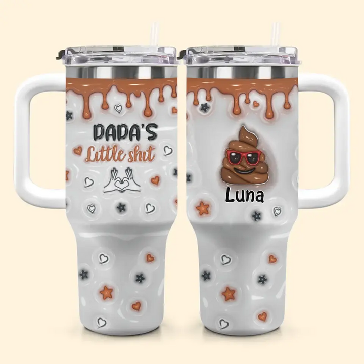 Grandpa's Little Shits - Personalized Custom Tumbler With Handle - Father's Day Gift For Dad, Grandpa