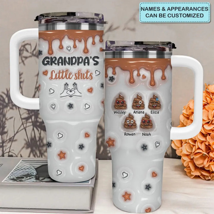 Grandpa's Little Shits - Personalized Custom Tumbler With Handle - Father's Day Gift For Dad, Grandpa
