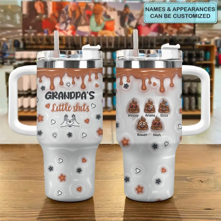 Grandpa's Little Shits - Personalized Custom Tumbler With Handle - Father's Day Gift For Dad, Grandpa