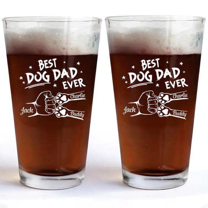 Best Fur Dad Ever - Personalized Custom Beer Glass - Father's Day Gift For Dad