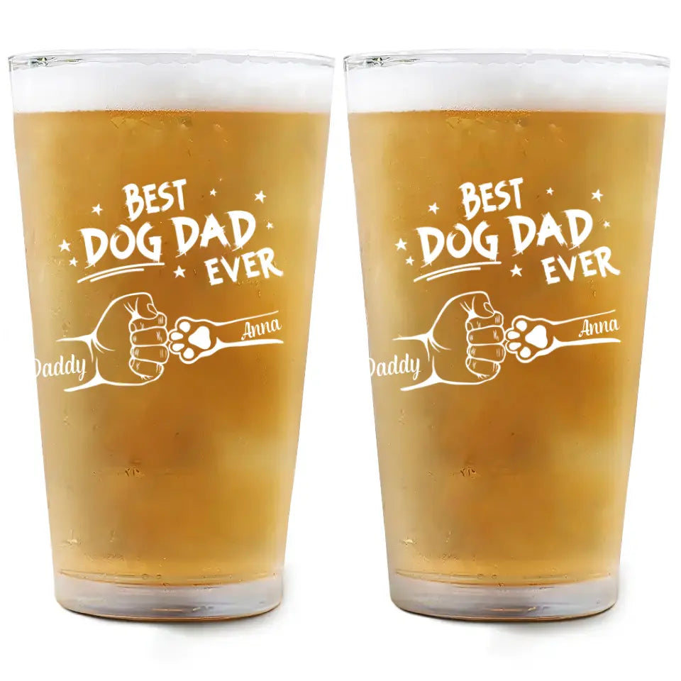 Best Fur Dad Ever - Personalized Custom Beer Glass - Father's Day Gift For Dad