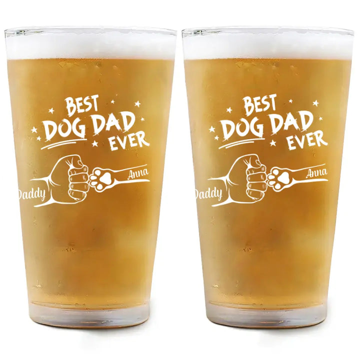 Best Fur Dad Ever - Personalized Custom Beer Glass - Father's Day Gift For Dad