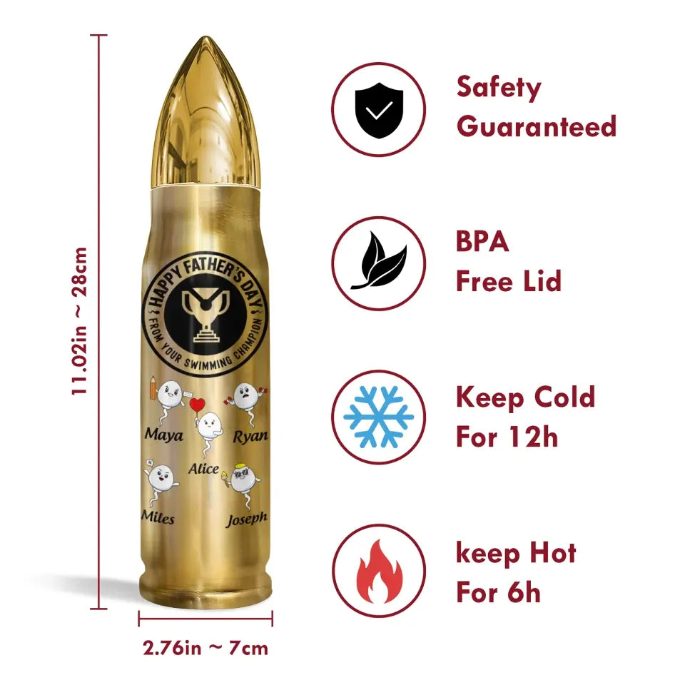 From You Swimming Champion - Personalized Custom Bullet Tumbler - Father's Day Gift For Grandpa, Dad