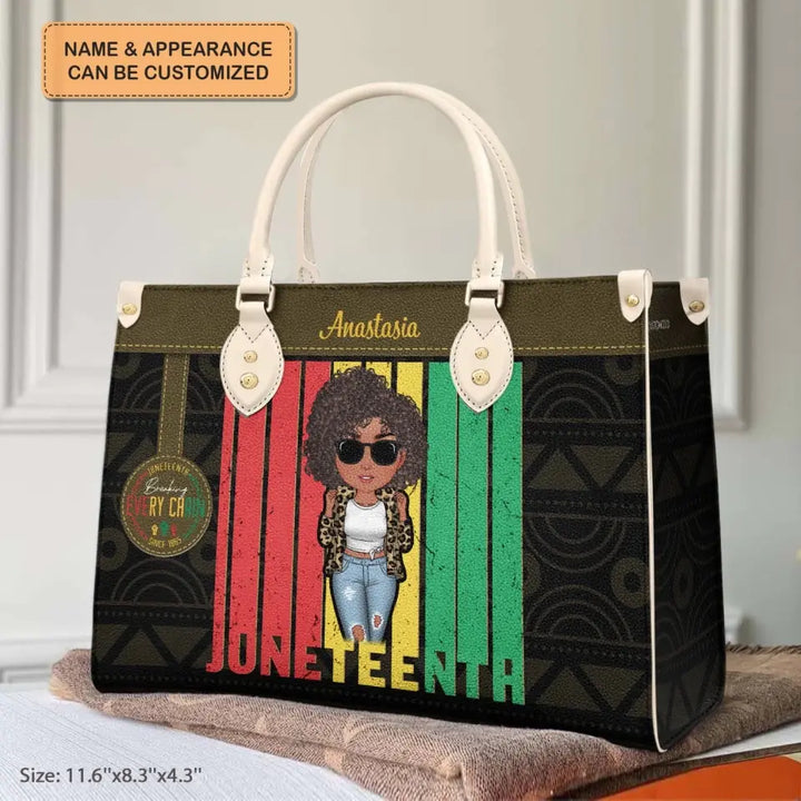 Breaking Every Chain - Personalized Custom Leather Bag - Juneteenth Gift