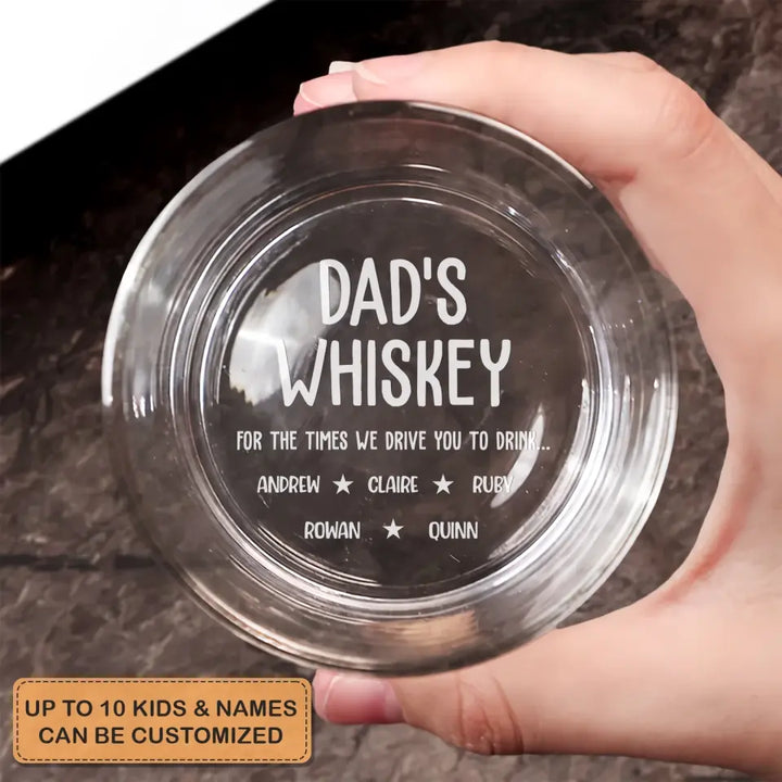 For The Time We Drive To Drink - Personalized Custom Whiskey Glass - Gift For Dad, Grandpa, Family Member