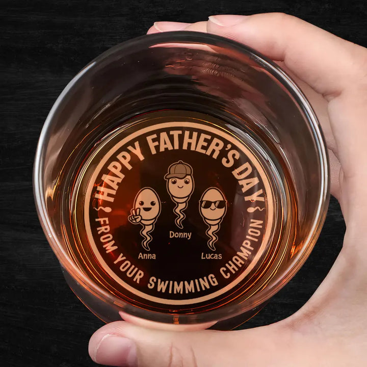 Happy Father's Day - Personalized Custom Whiskey Glass - Father's Day Gift For Dad, Grandpa