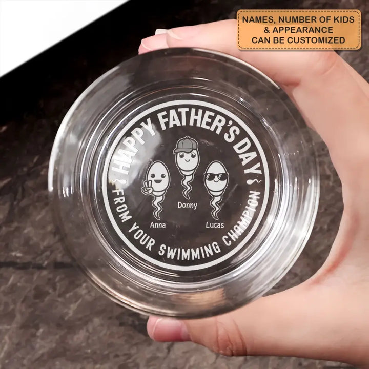 Happy Father's Day - Personalized Custom Whiskey Glass - Father's Day Gift For Dad, Grandpa