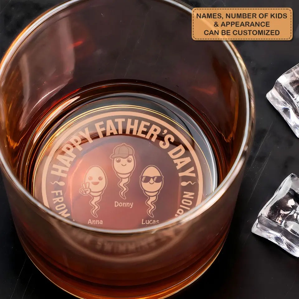 Happy Father's Day - Personalized Custom Whiskey Glass - Father's Day Gift For Dad, Grandpa