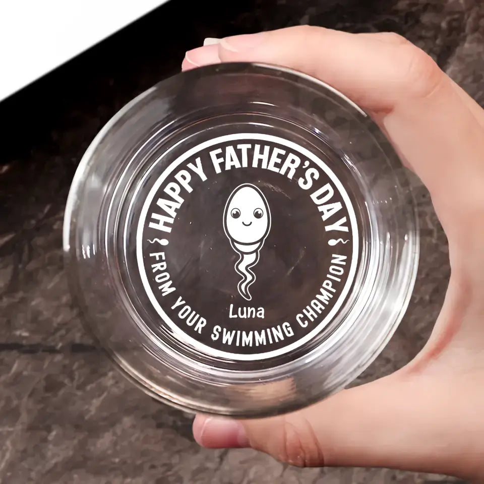 Happy Father's Day - Personalized Custom Whiskey Glass - Father's Day Gift For Dad, Grandpa