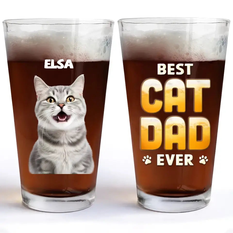 Best Fur Dad Ever - Personalized Custom Beer Glass - Father's Day Gift For Pet Lover's, Dog Dad, Cat Dad