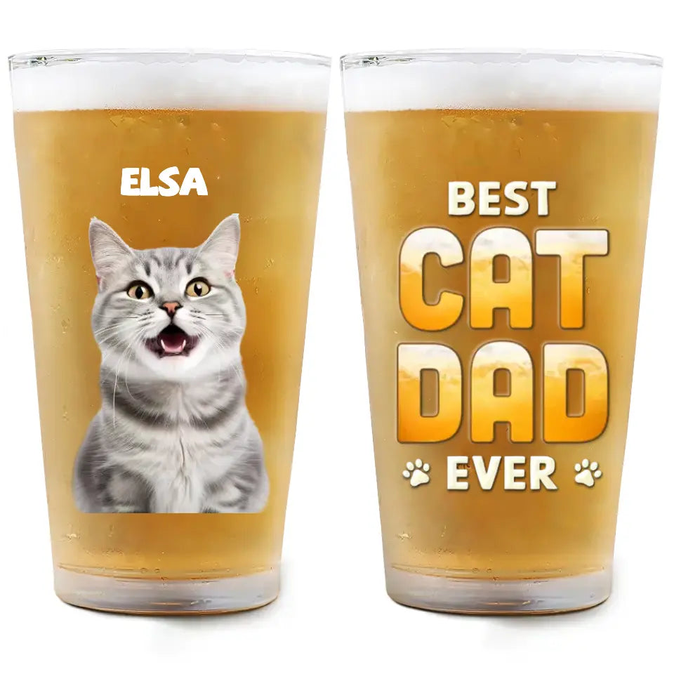 Best Fur Dad Ever - Personalized Custom Beer Glass - Father's Day Gift For Pet Lover's, Dog Dad, Cat Dad