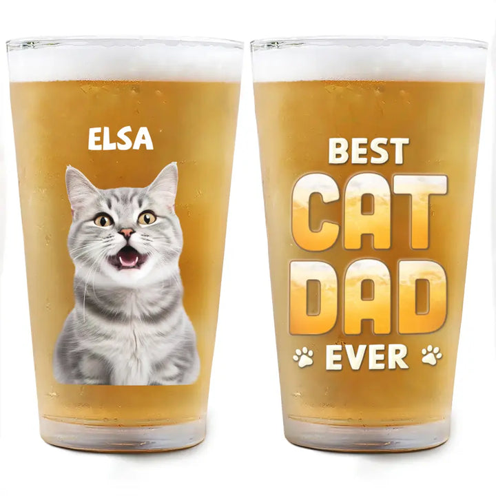 Best Fur Dad Ever - Personalized Custom Beer Glass - Father's Day Gift For Pet Lover's, Dog Dad, Cat Dad