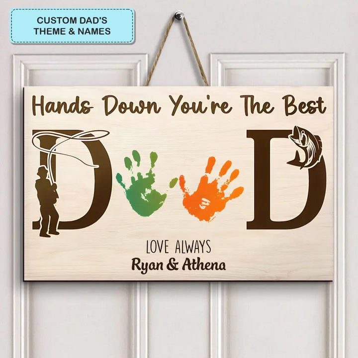 DIY Handprint Keepsake Hands Down - Personalized Custom Door Sign - Father's Day Gift For Dad, Family Members