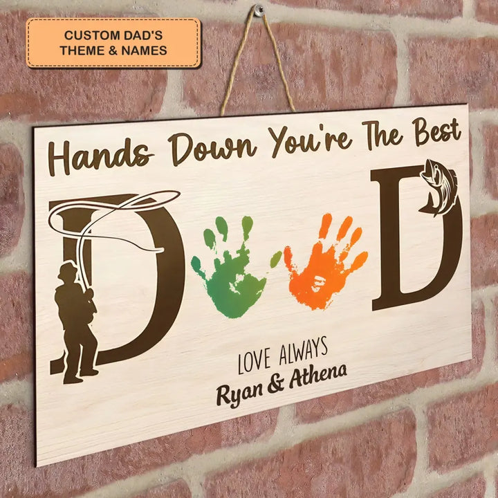 DIY Handprint Keepsake Hands Down - Personalized Custom Door Sign - Father's Day Gift For Dad, Family Members
