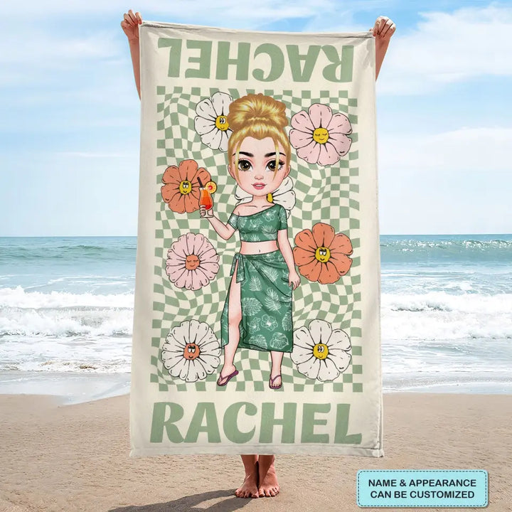 Retro Multi Style - Personalized Custom Beach Towel - Vacation Gift, Summer Gift For Family Members