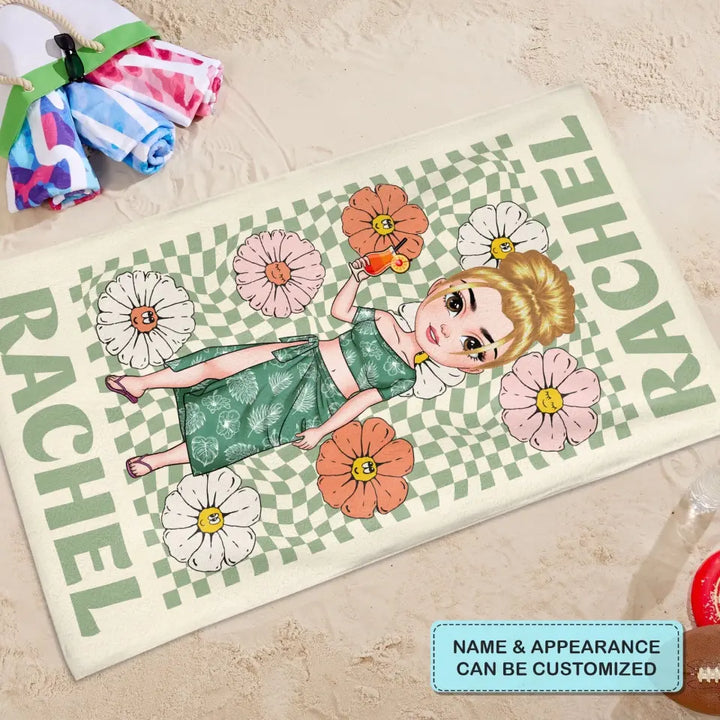 Retro Multi Style - Personalized Custom Beach Towel - Vacation Gift, Summer Gift For Family Members