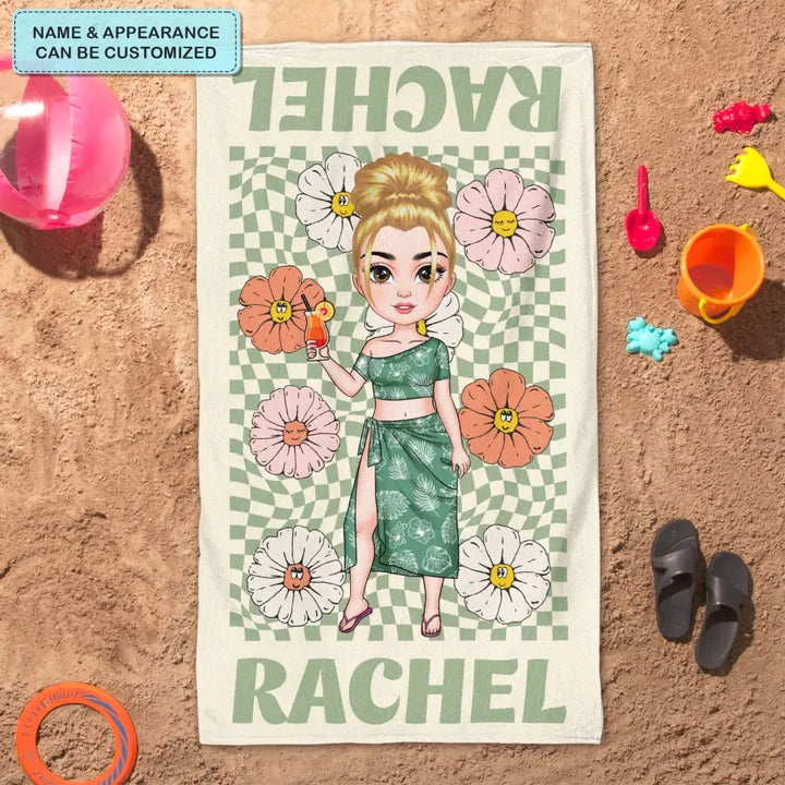 Retro Multi Style - Personalized Custom Beach Towel - Vacation Gift, Summer Gift For Family Members