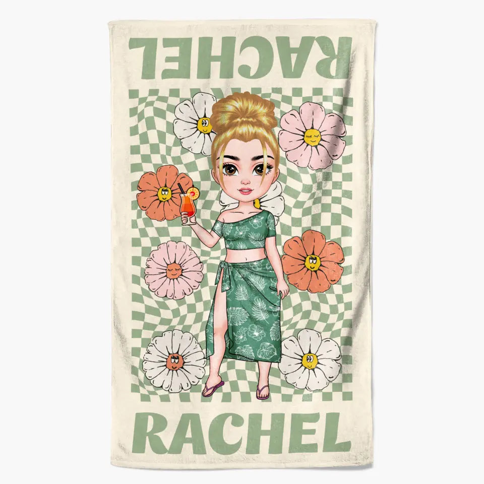Retro Multi Style - Personalized Custom Beach Towel - Vacation Gift, Summer Gift For Family Members
