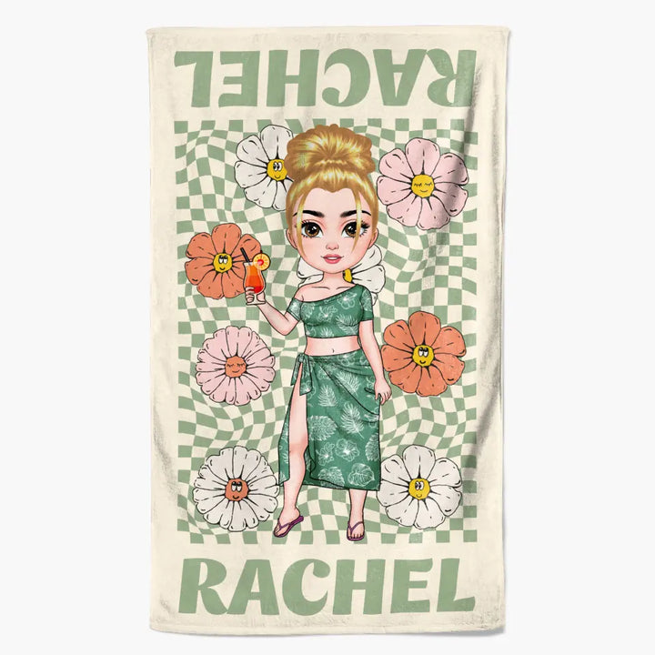 Retro Multi Style - Personalized Custom Beach Towel - Vacation Gift, Summer Gift For Family Members