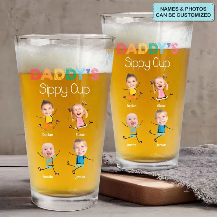 Grandpa's Sippy Cup - Personalized Custom Beer Glass - Father's Day Gift For Grandpa, Dad