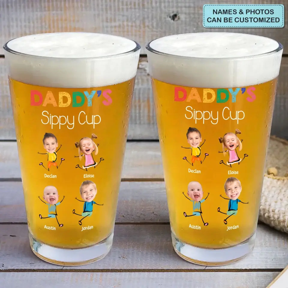 Grandpa's Sippy Cup - Personalized Custom Beer Glass - Father's Day Gift For Grandpa, Dad