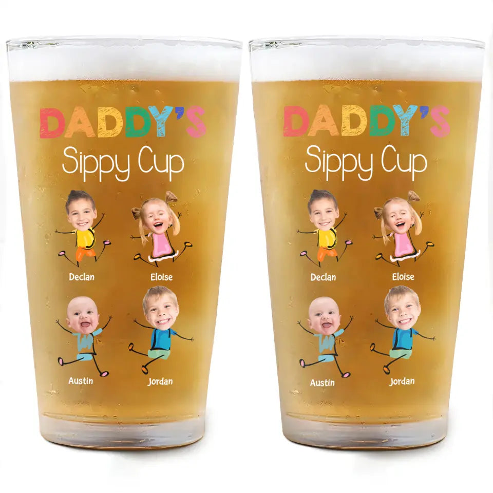 Grandpa's Sippy Cup - Personalized Custom Beer Glass - Father's Day Gift For Grandpa, Dad