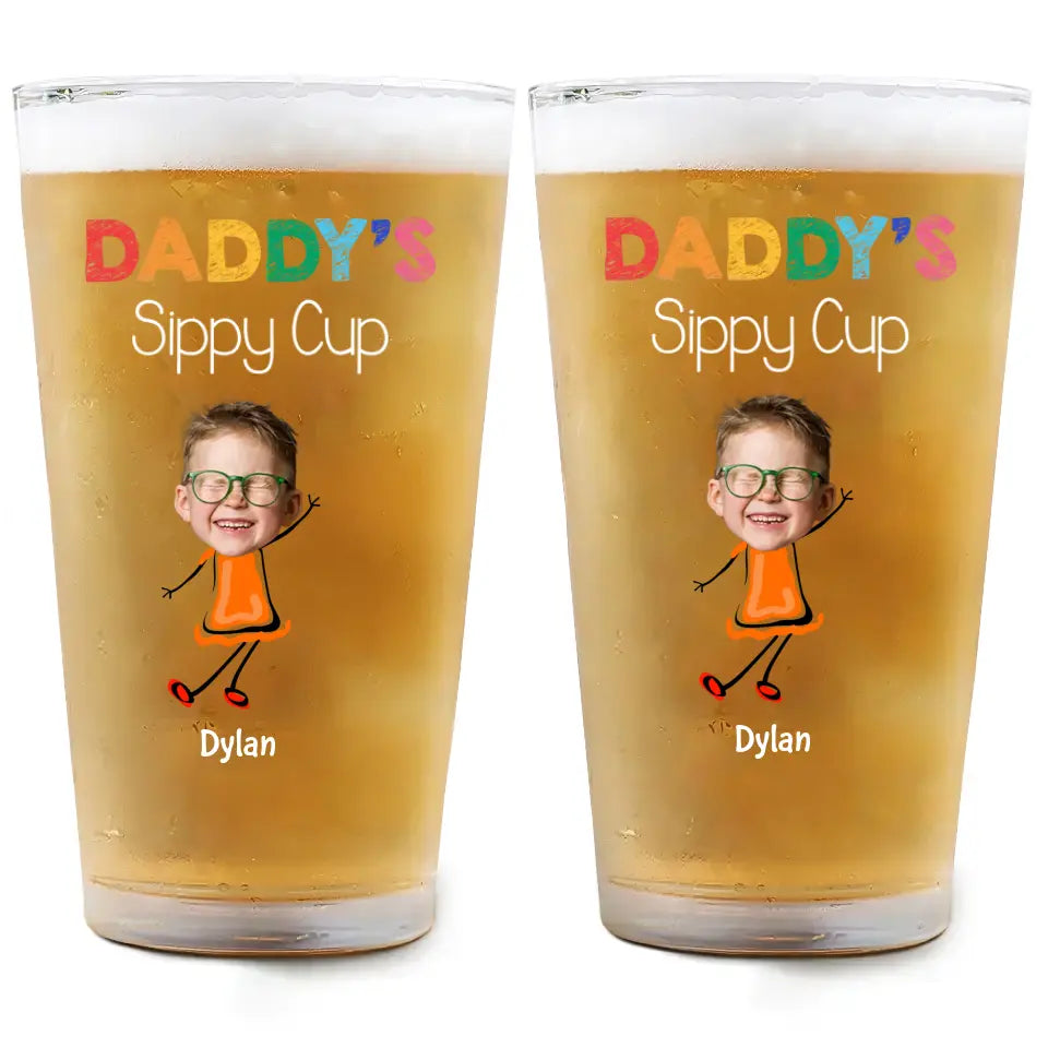 Grandpa's Sippy Cup - Personalized Custom Beer Glass - Father's Day Gift For Grandpa, Dad