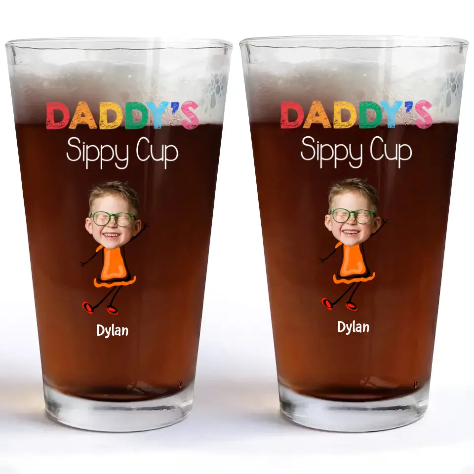 Grandpa's Sippy Cup - Personalized Custom Beer Glass - Father's Day Gift For Grandpa, Dad