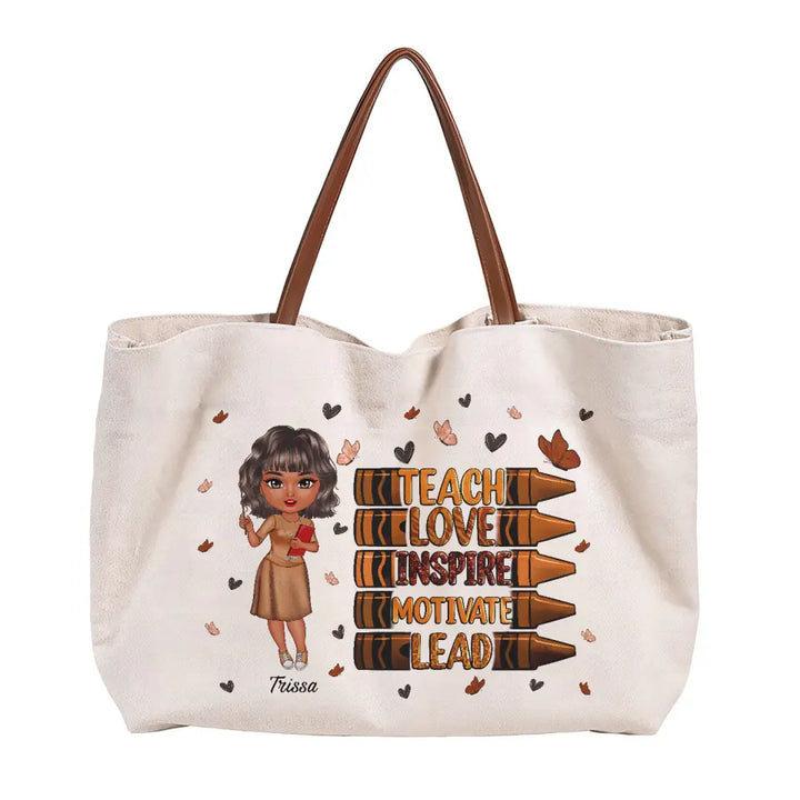 Teach Love Inspire - Personalized Custom Tote Bag - Teacher's Day, Appreciation Gift For Teacher
