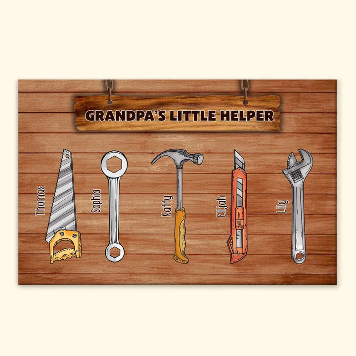 Grandpa's Little Helpers - Personalized Custom Wrapped Canvas - Father's Day Gift For Grandpa, Dad