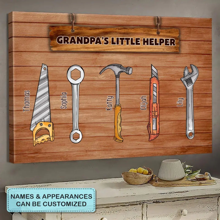 Grandpa's Little Helpers - Personalized Custom Wrapped Canvas - Father's Day Gift For Grandpa, Dad