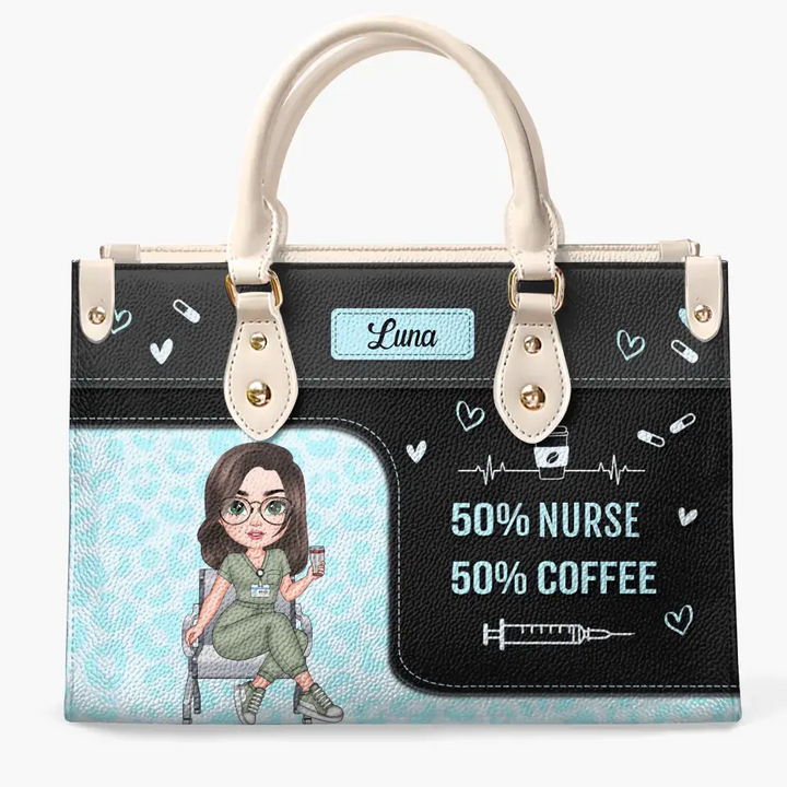 Nurse Life Coffee - Personalized Custom Leather Bag - Nurse's Day, Appreciation Gift For Nurse