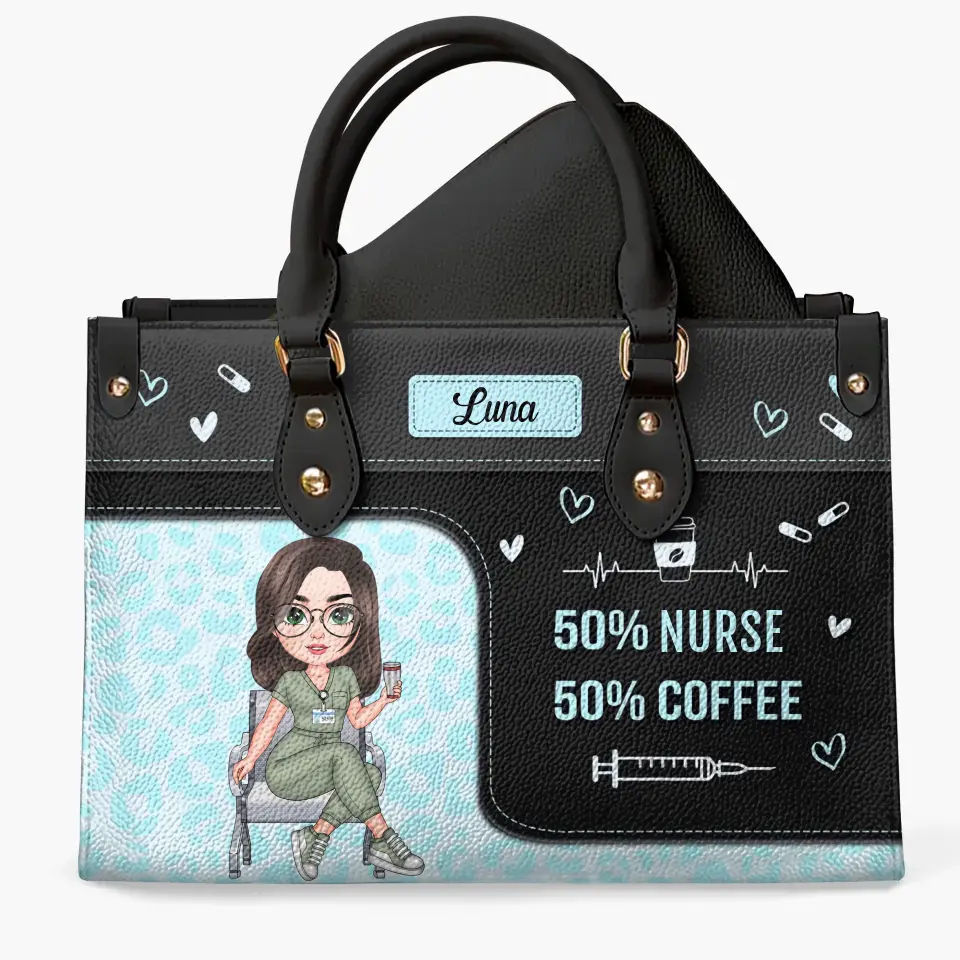 Nurse Life Coffee - Personalized Custom Leather Bag - Nurse's Day, Appreciation Gift For Nurse