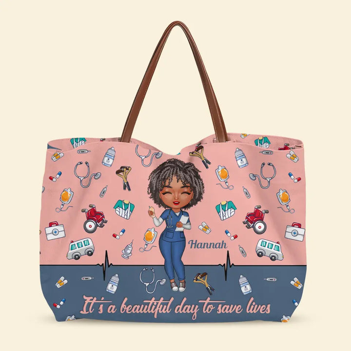 Nursing Is A Work Of Heart - Personalized Custom Tote Bag - Nurse's Day, Appreciation Gift For Nurse