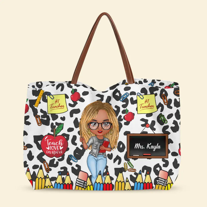 Teacher Leopard - Personalized Custom Tote Bag - Teacher's Day, Appreciation Gift For Teacher