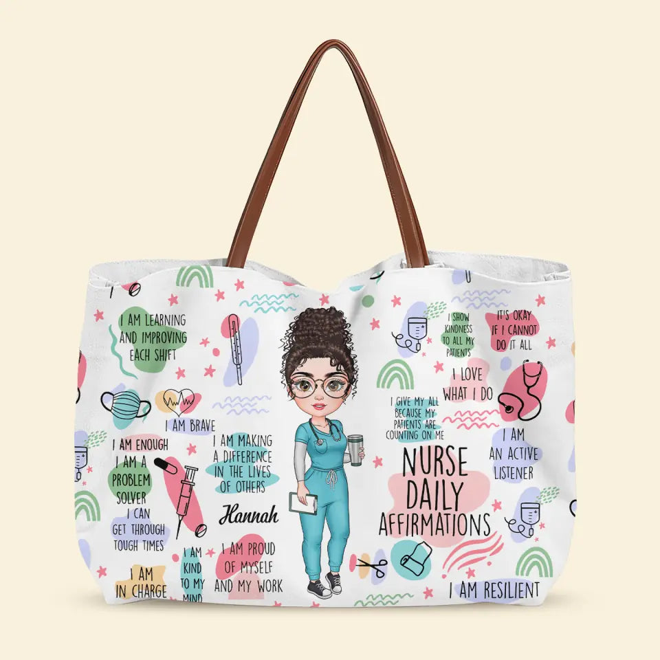 Nurse Daily Affirmations - Personalized Custom Tote Bag - Nurse's Day, Appreciation Gift For Nurse
