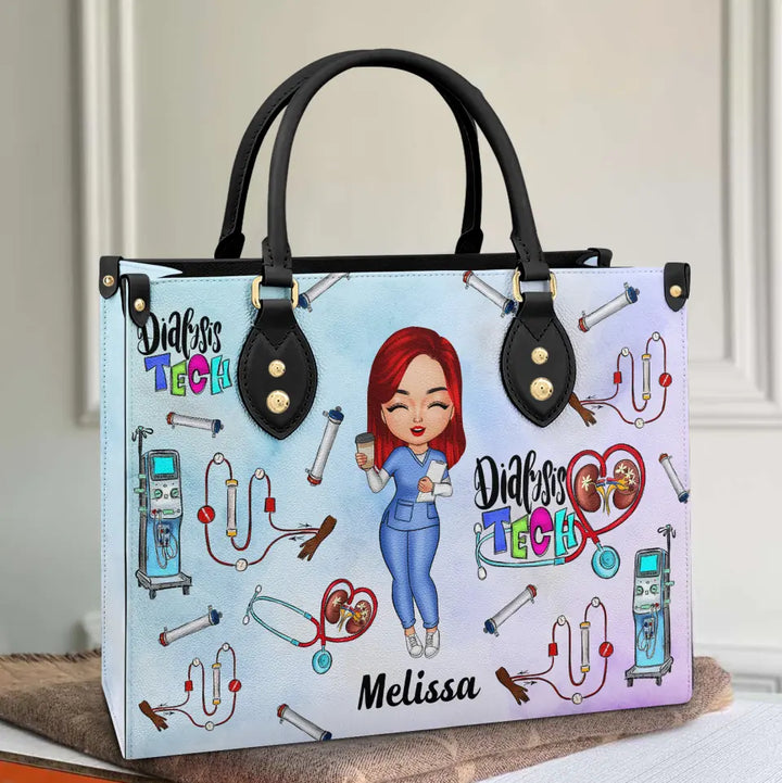 Being A Dialysis PTC - Personalized Custom Leather Bag - Gift For Dialysis PTC