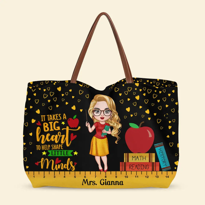 A Big Heart - Personalized Custom Tote Bag - Teacher's Day, Appreciation Gift For Teacher