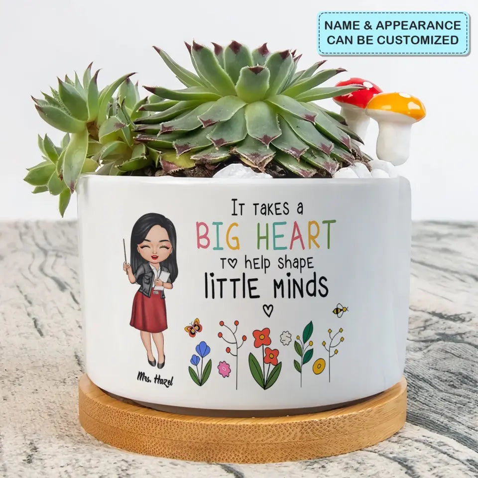 A Big Heart - Personalized Custom Plant Pot - Teacher's Day, Appreciation Gift For Teacher