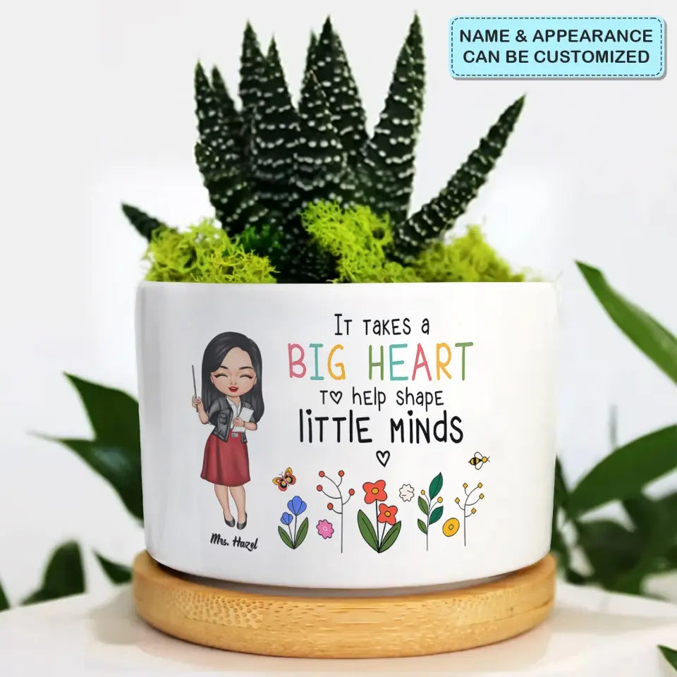 A Big Heart - Personalized Custom Plant Pot - Teacher's Day, Appreciation Gift For Teacher