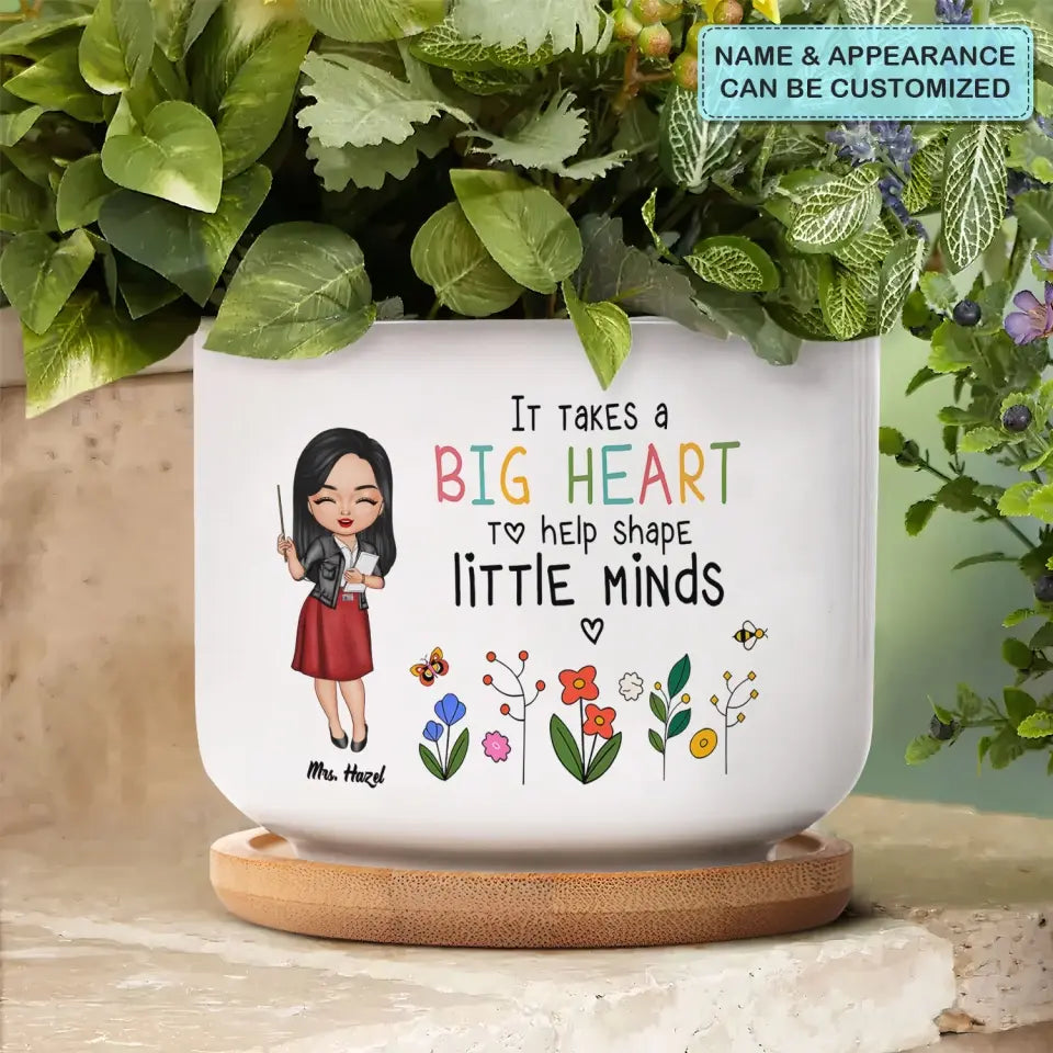 A Big Heart - Personalized Custom Plant Pot - Teacher's Day, Appreciation Gift For Teacher