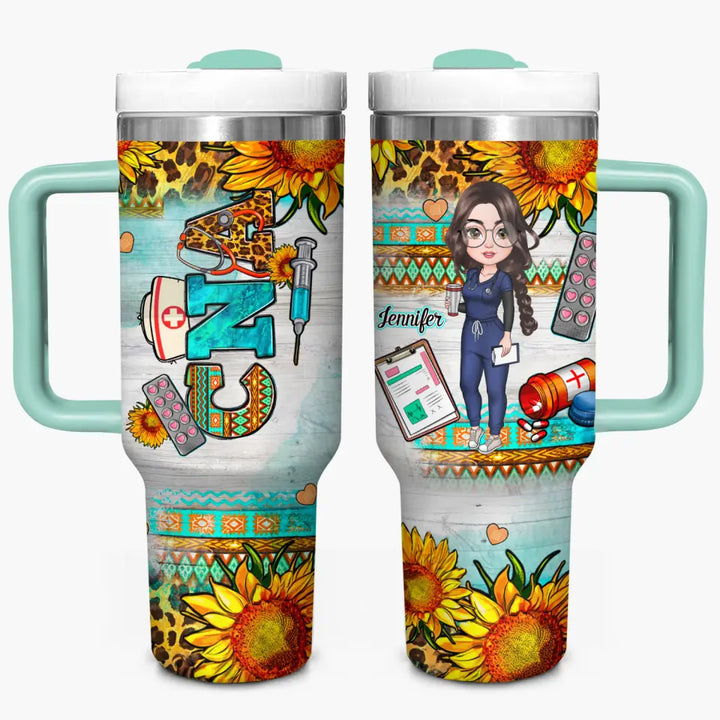 Sunny Nurse - Personalized Custom Tumbler With Handle - Appreciation Gift For Nurse NCU0PT040