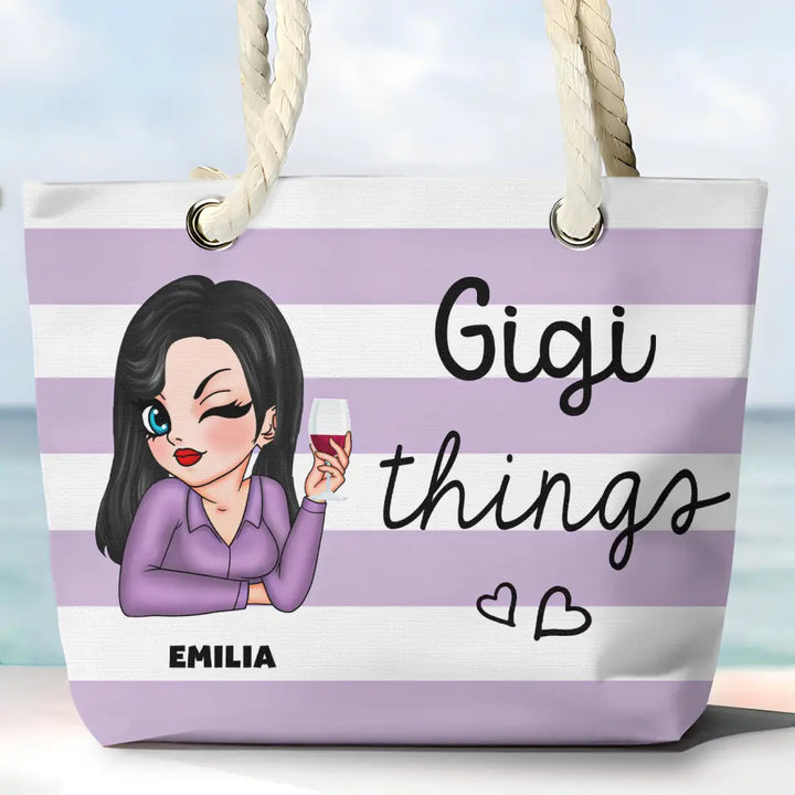 Nana Things - Personalized Custom Beach Bag - Vacation Gift, Summer Gift For Grandma, Family Members