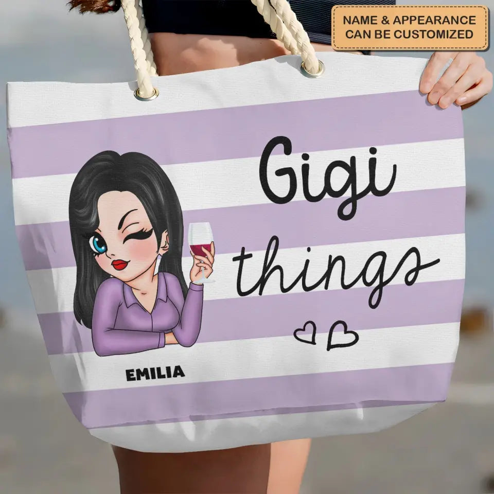 Nana Things - Personalized Custom Beach Bag - Vacation Gift, Summer Gift For Grandma, Family Members