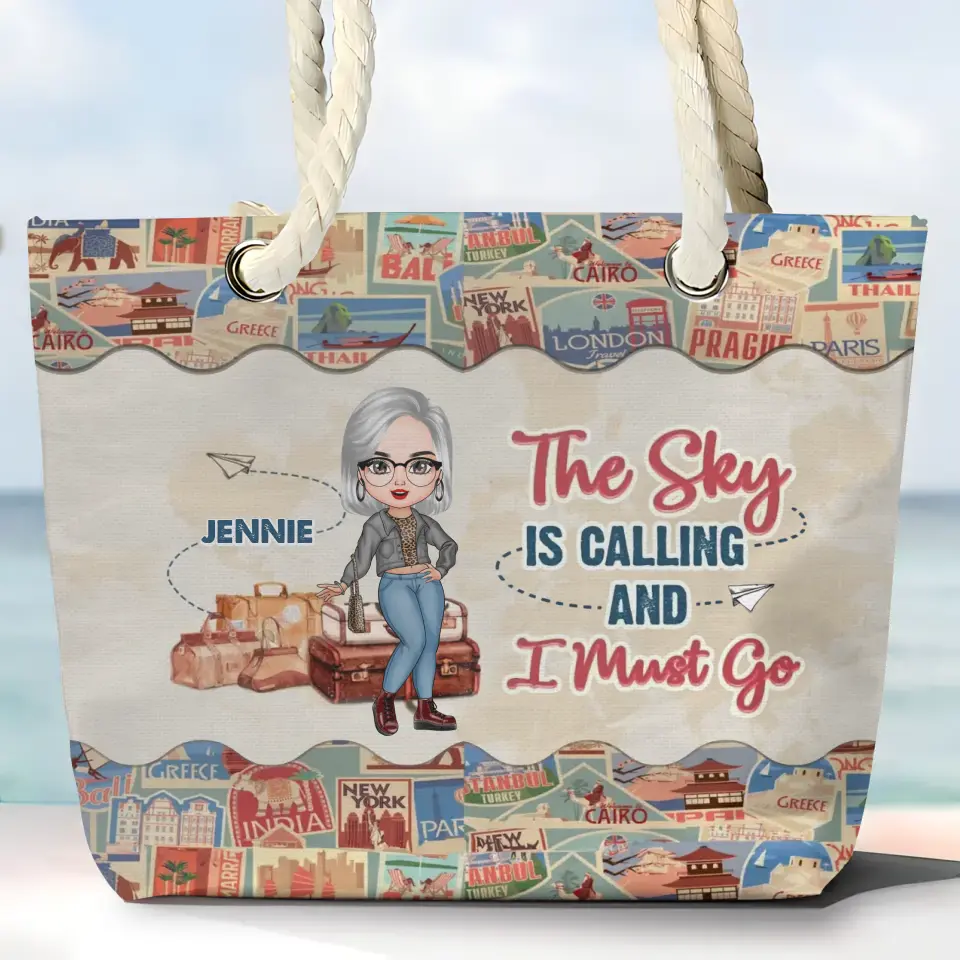 Just A Girl Who Loves Traveling - Personalized Custom Beach Bag - Vacation Gift, Summer Gift For Girl, Family Members