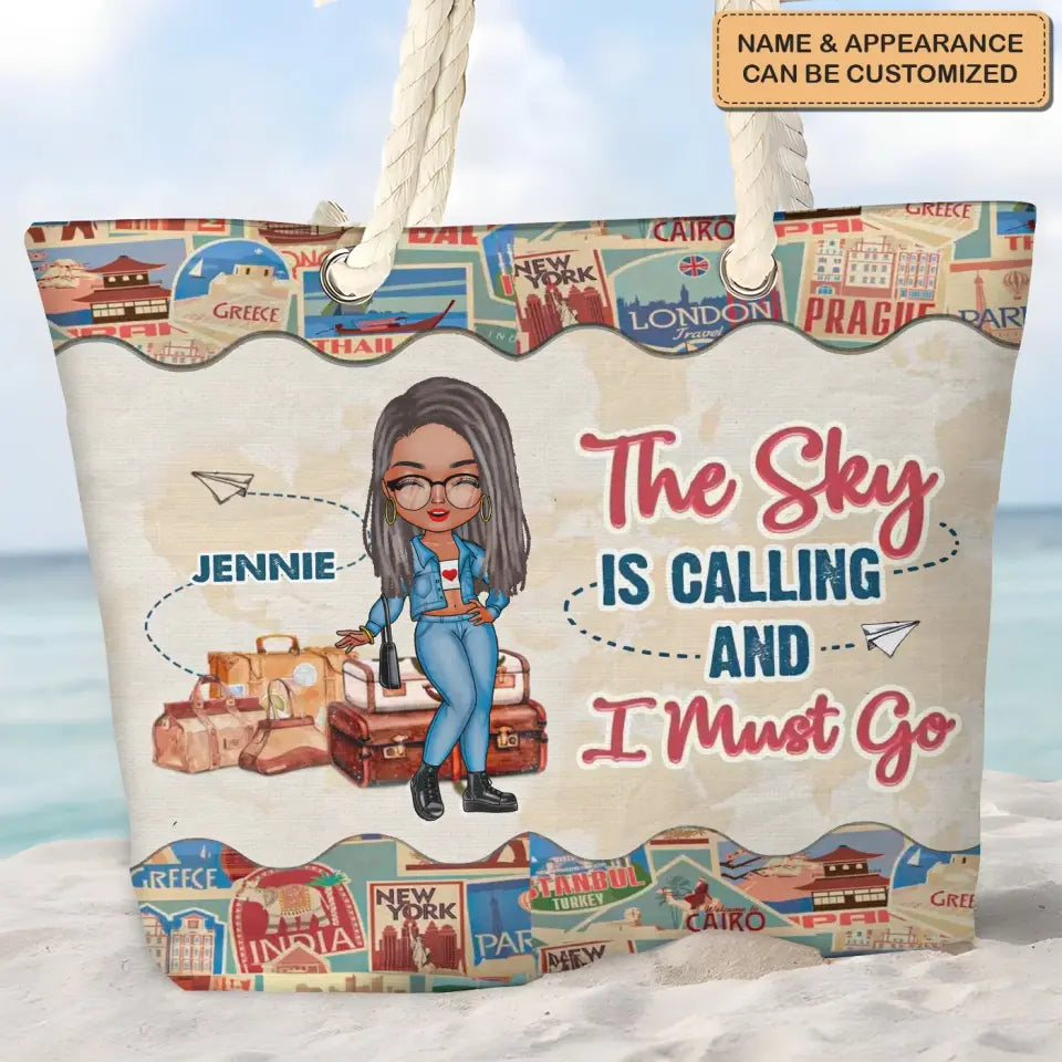 Just A Girl Who Loves Traveling - Personalized Custom Beach Bag - Vacation Gift, Summer Gift For Girl, Family Members